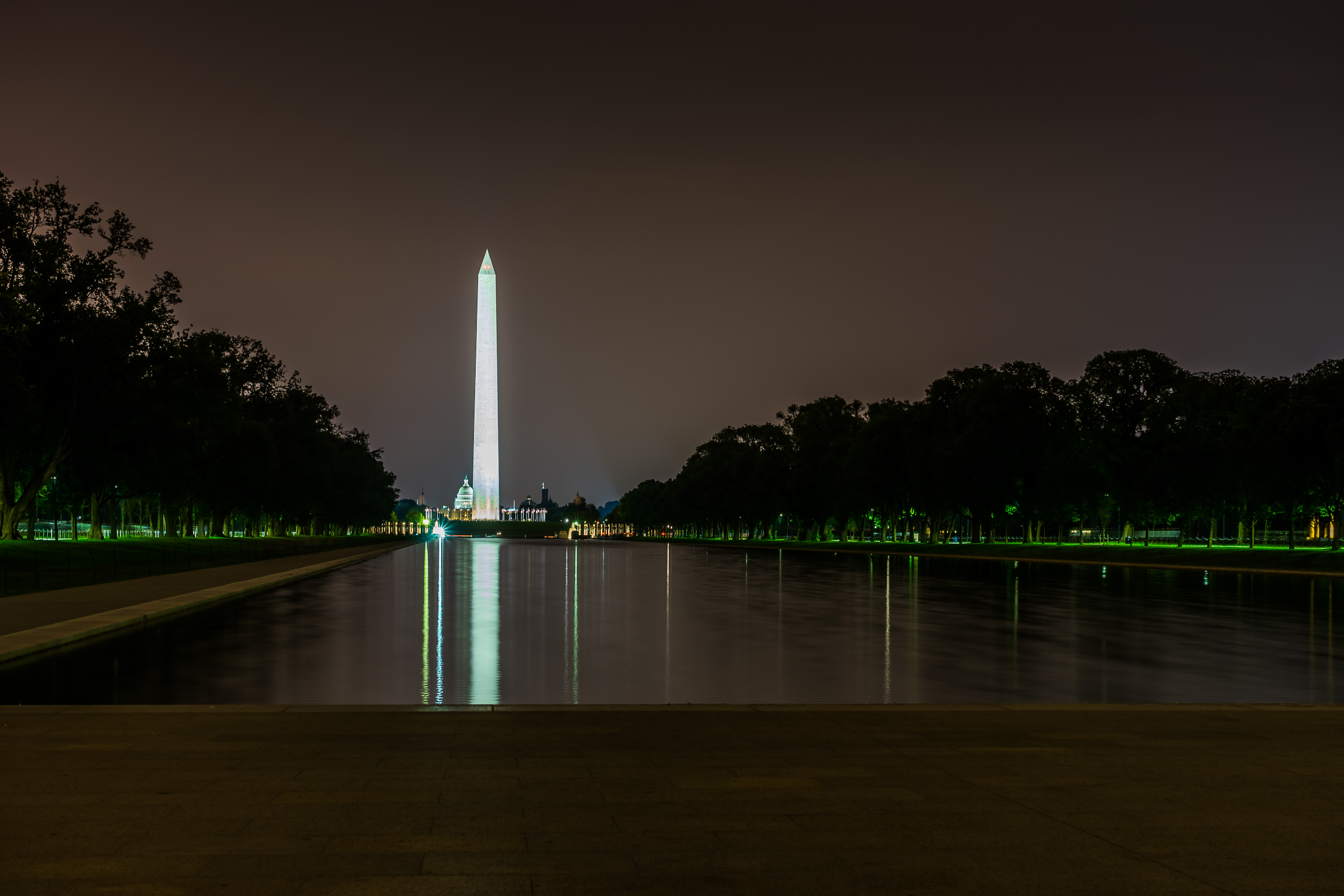 a large monument lit up at night