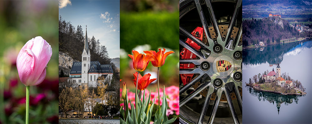a collage of a house and a wheel