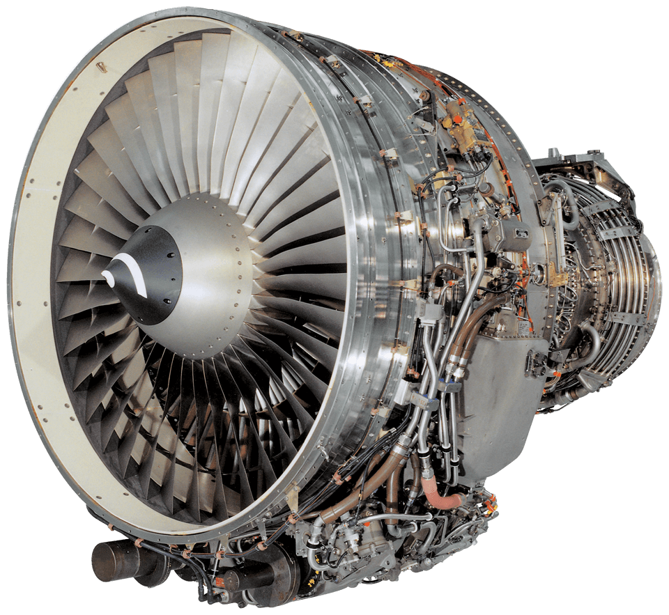 a jet engine with many parts