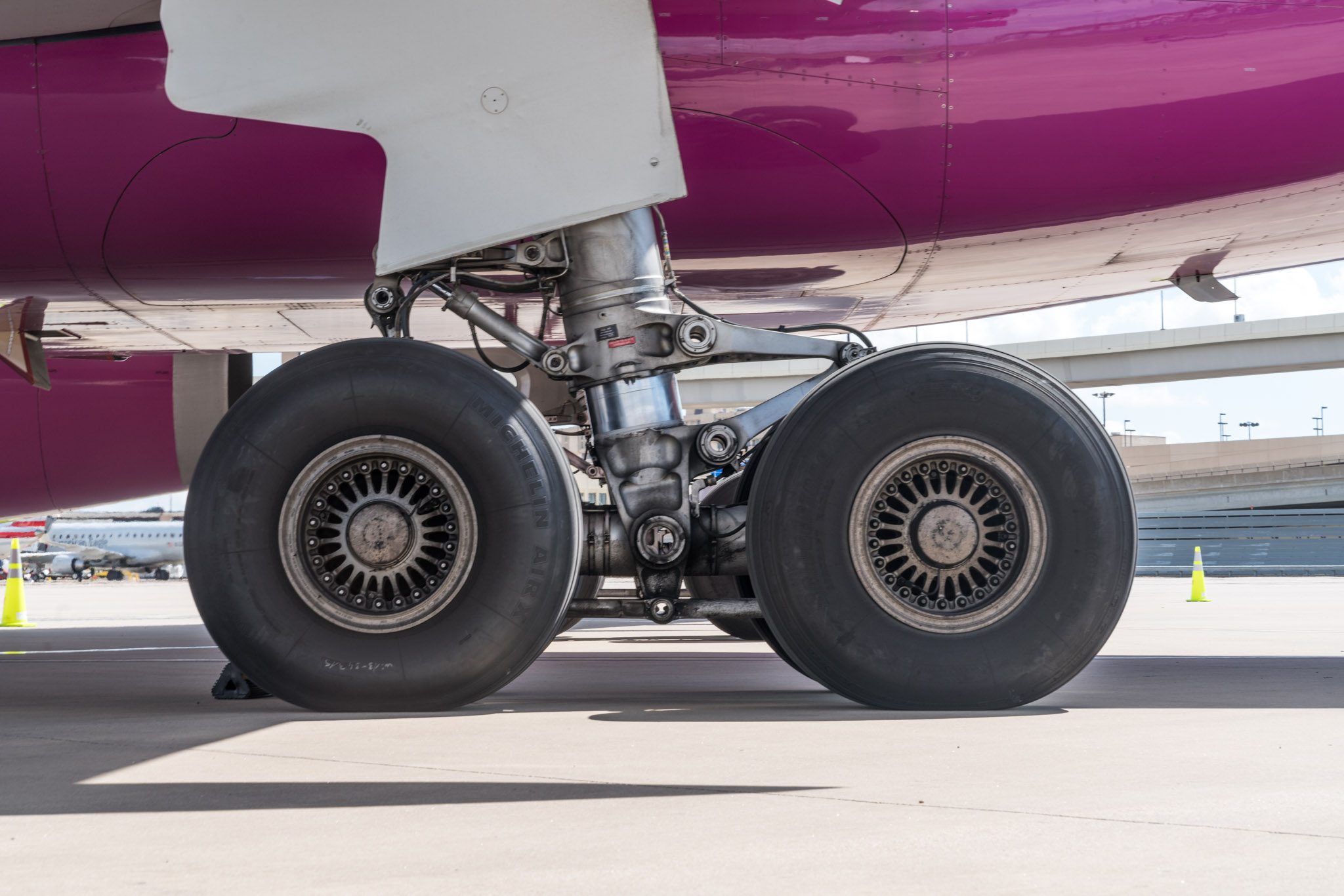 the wheels of a plane