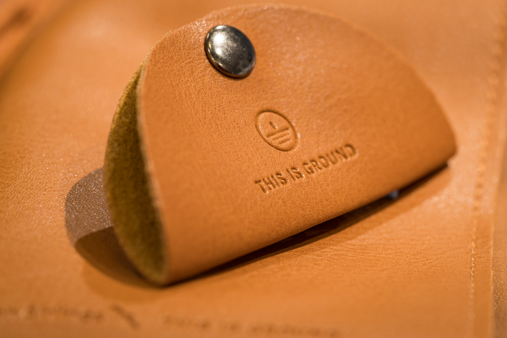 a close up of a leather case