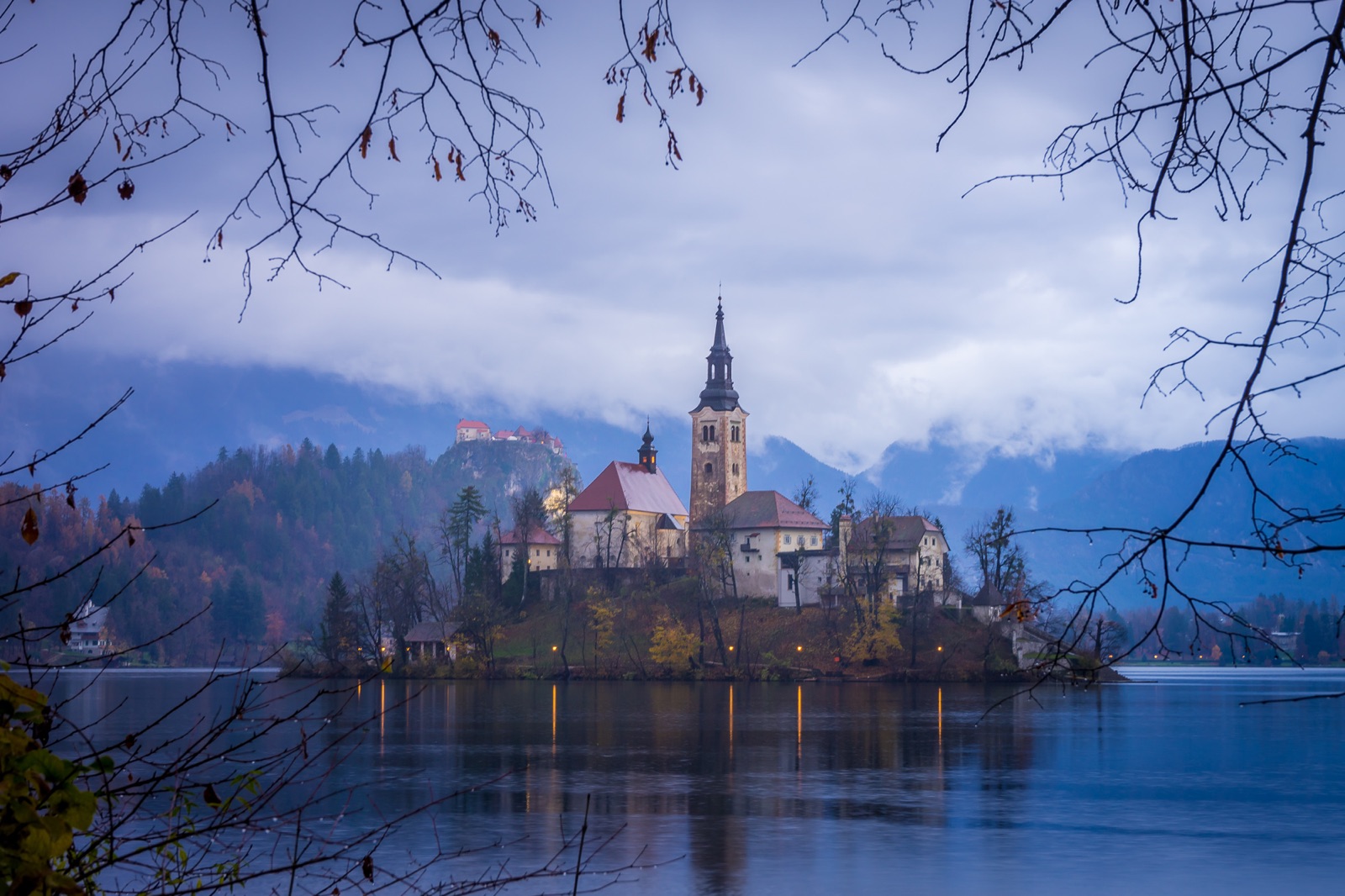 Lake Bled on an island with a body of water