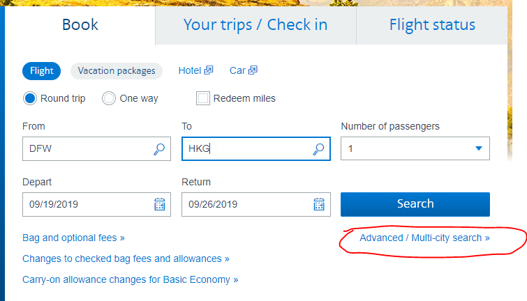a screenshot of a travel login