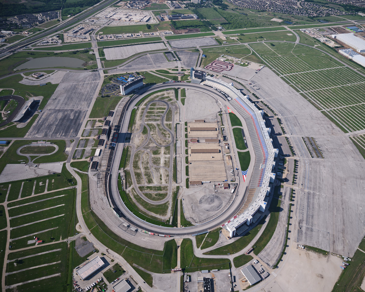 an aerial view of a race track