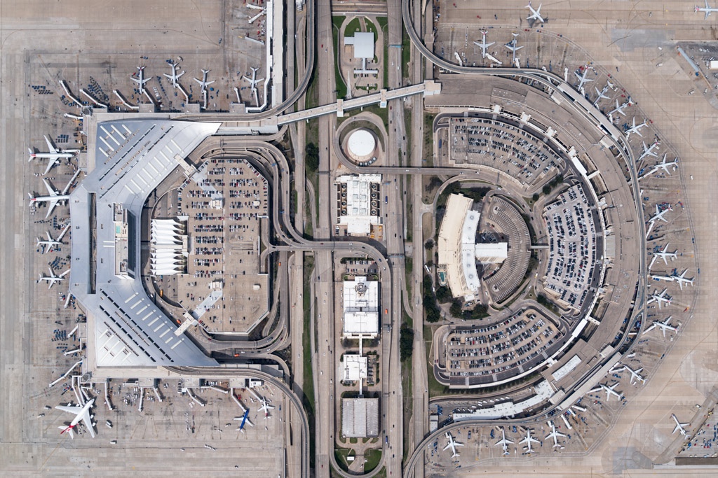 an aerial view of an airport